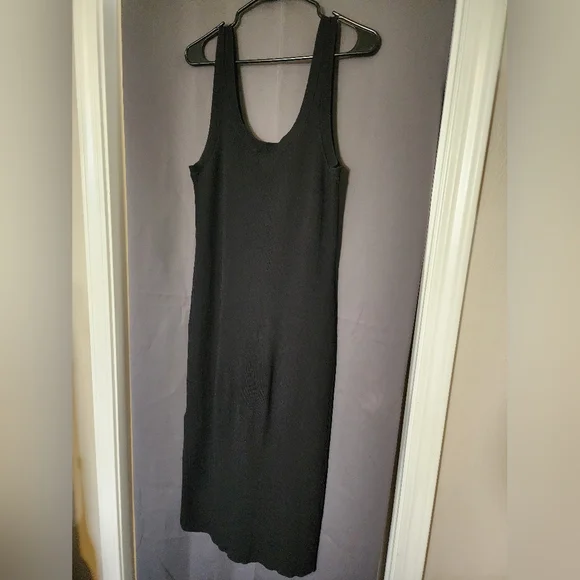The Drop Dress, Women's Large Black The Drop Ribbed Midi Tank Dress - Picture 6 of 7